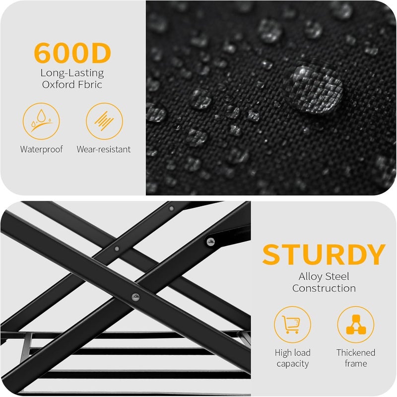 Eworld Wagons Carts Foldable with Wheels, Portable Utility Collapsible Wagon Cart 220lbs Capacity for Grocery, Sports, Garden, Beach, Shopping & Camping (Black) - Image 5